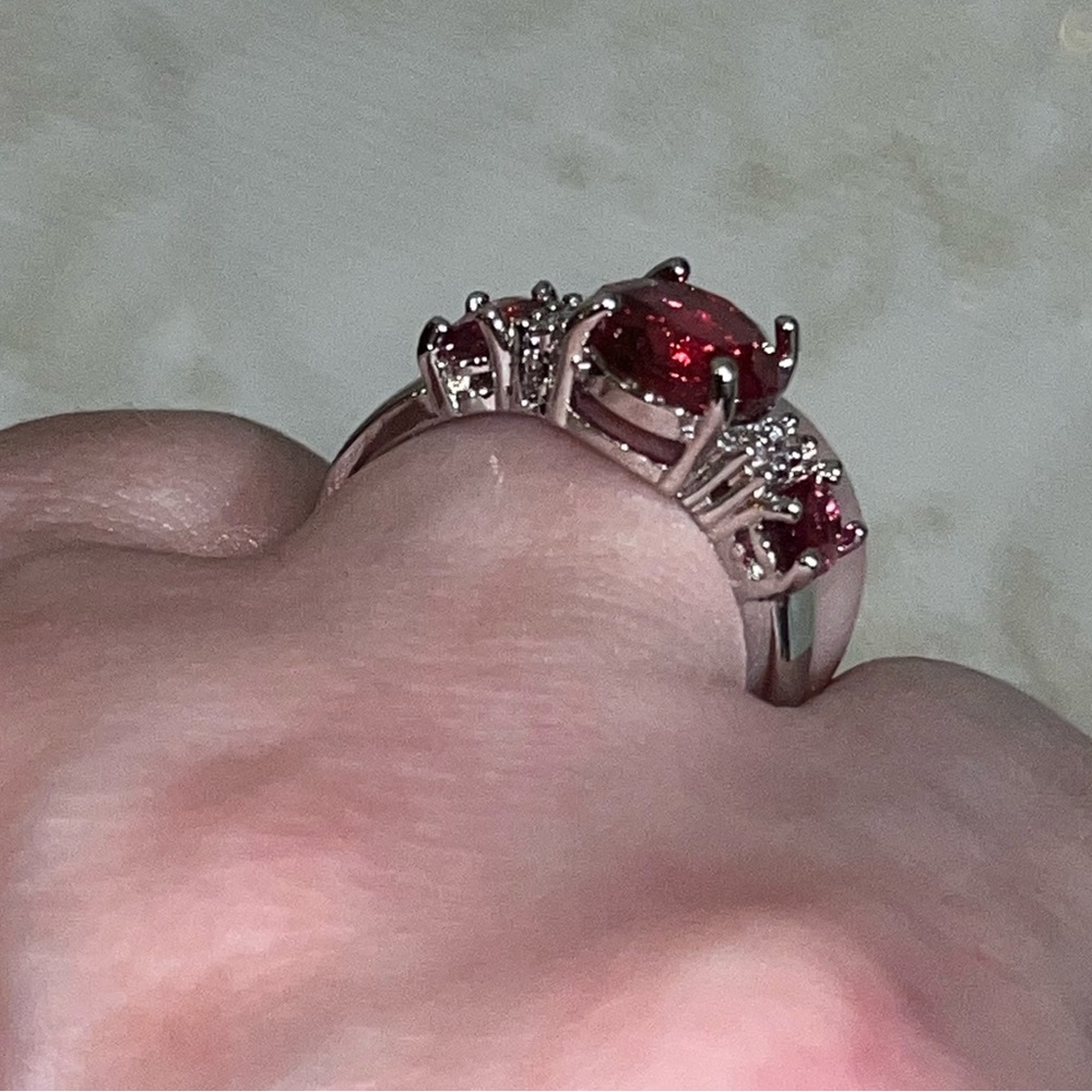 Sterling Silver And Ruby Gemstone Ring Size 7 - image 3
